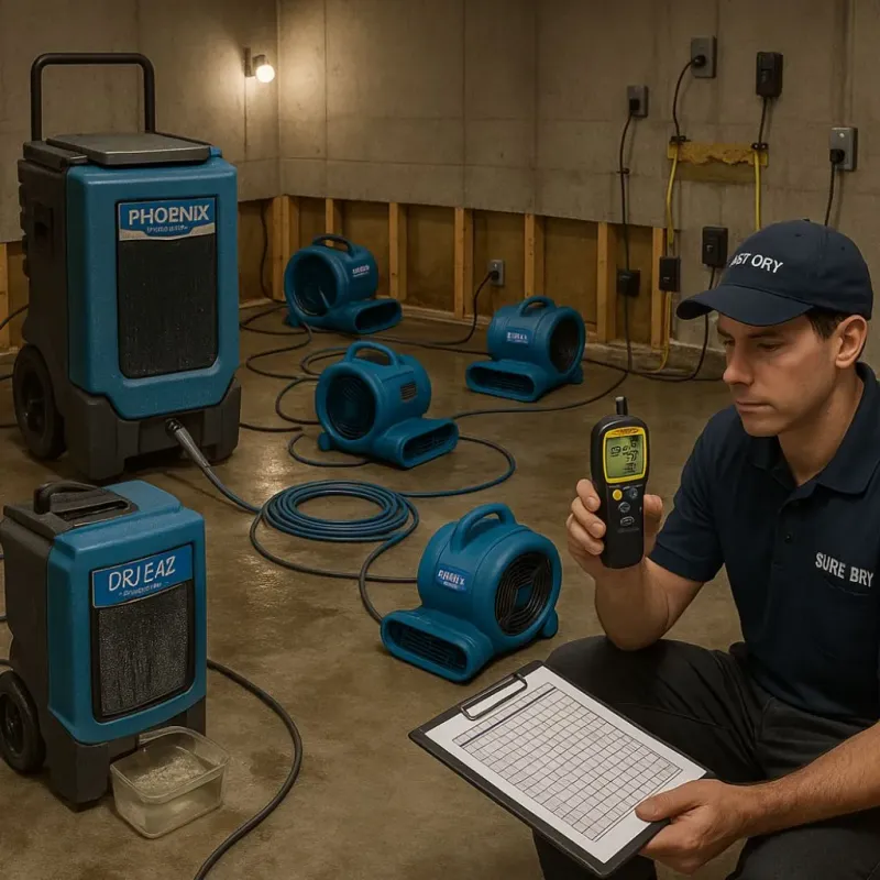 Structural Drying and Dehumidification process in Alva, FL